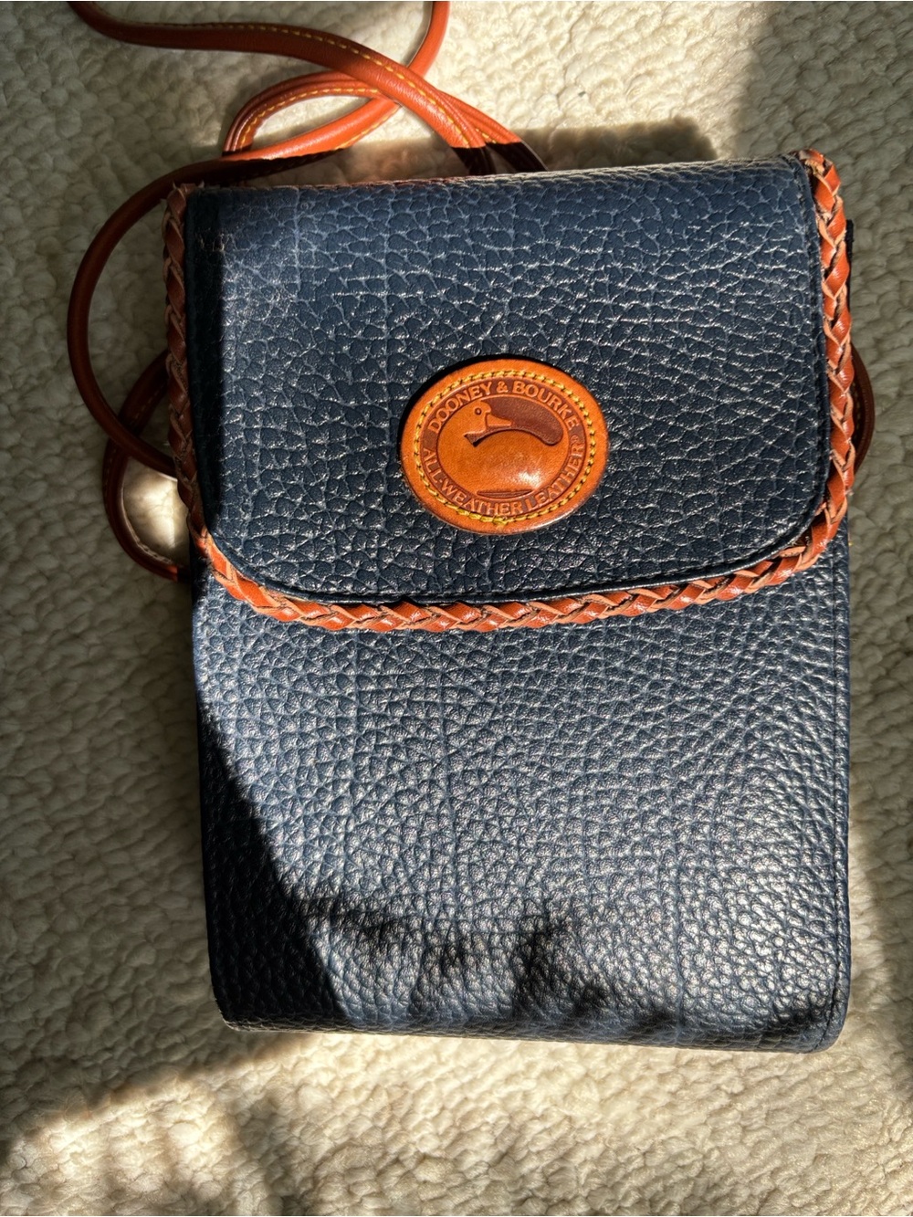 Dark Blue/Tan Pebble Cross Body